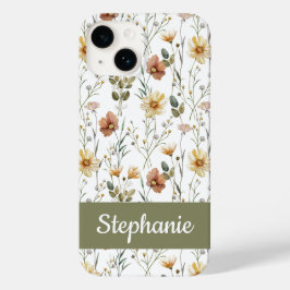 Boho Green Watercolor Wildflower Name