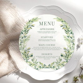 Boho greenerescente por baixo do casamento Menu Pl