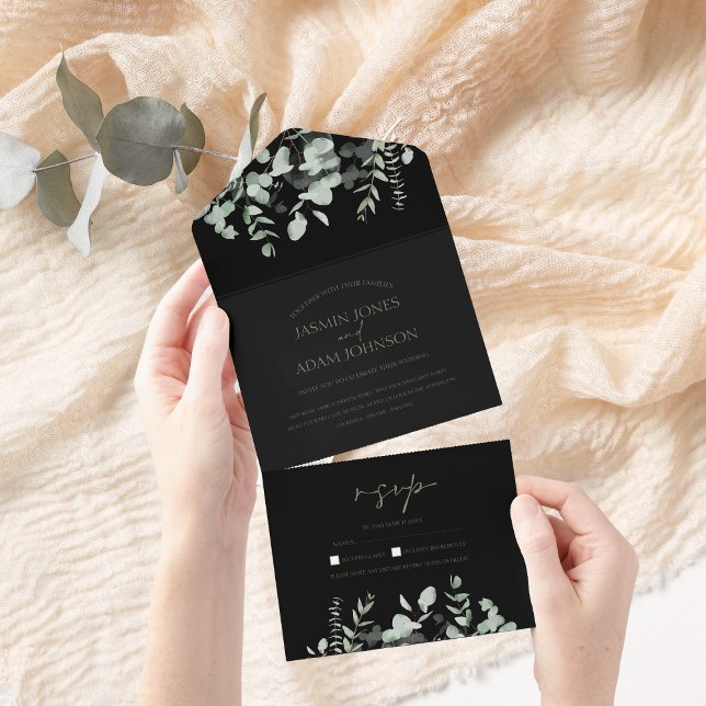 Boho Greenery Black Eucalyptus Wedding (Criador carregado)