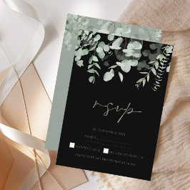 Boho Greenery Black Eucalyptus Wedding RSVP