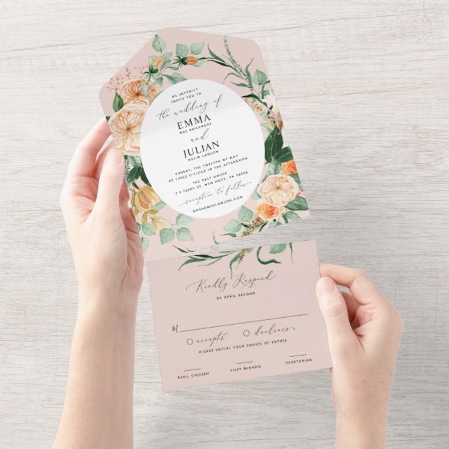 Boho Greenery Blush Floral Cor-de-rosa (Aba destacável)