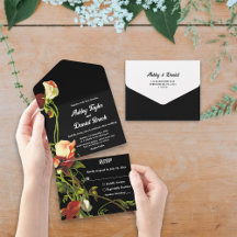 Boho Greenery Burgundy Rosas Black Floral Casament