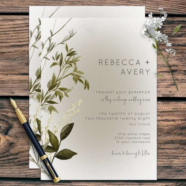 Boho Greenery Convite Moderno para Casamento (Criador carregado)