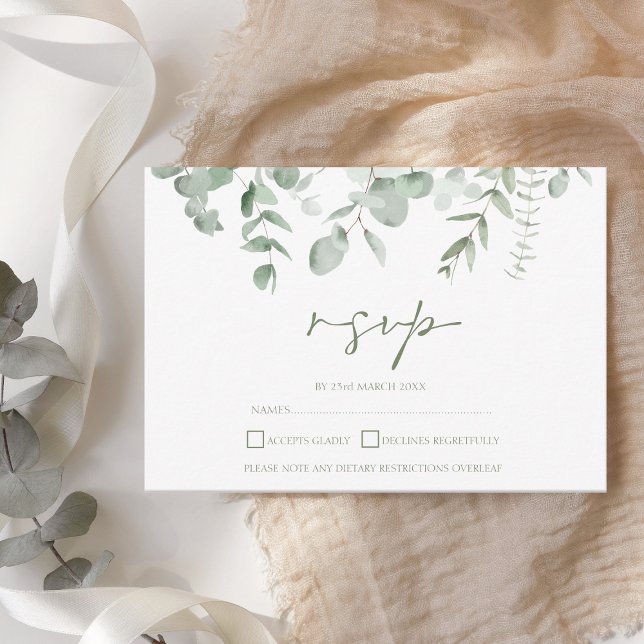 Boho Greenery Foliage Eucalyptus Wedding RSVP (Criador carregado)