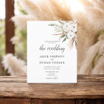 Boho Greenery Pampa Casamento de Grass<br><div class="desc">Folhas de verde e erva de pampa com flores brancas.</div>