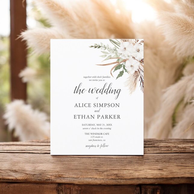 Boho Greenery Pampa Casamento de Grass (Criador carregado)