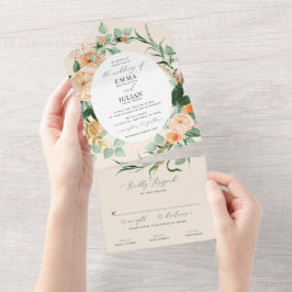 Boho Greenery Peach Floral Wedding