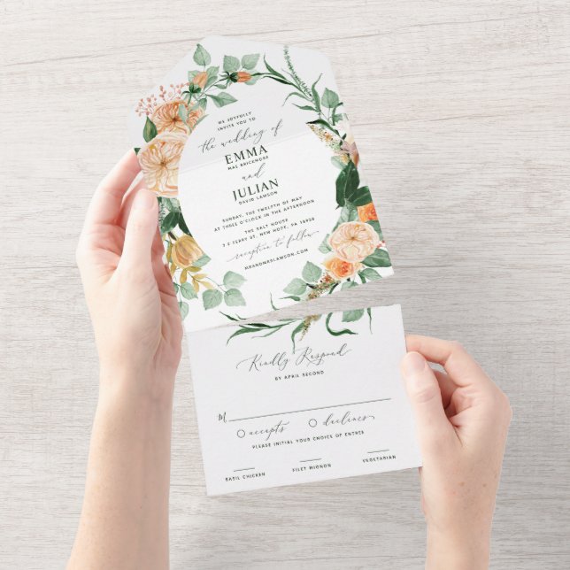 Boho Greenery Watercolor Casamento Floral (Aba destacável)
