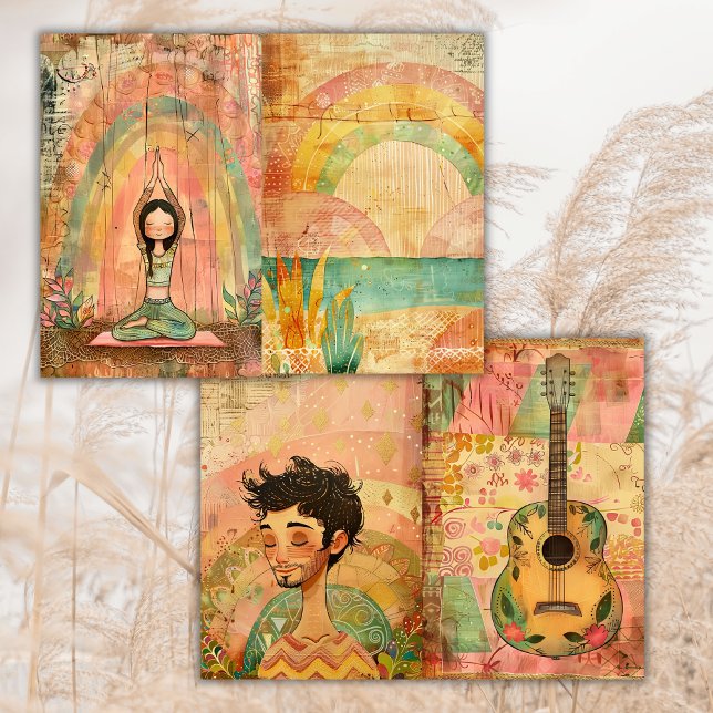 Boho Hippie Animais Coloridos Papel Diário (Criador carregado)