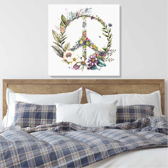 Boho Hippy 60s 70s Peace Sign Canvas Print (Insitu(Quarto))