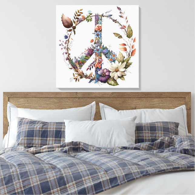 Boho Hippy 60s 70s Peace Sign Canvas Print (Insitu(Quarto))