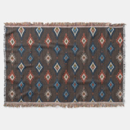 Boho Ikat lança cobertor - castanho-sujo com coral