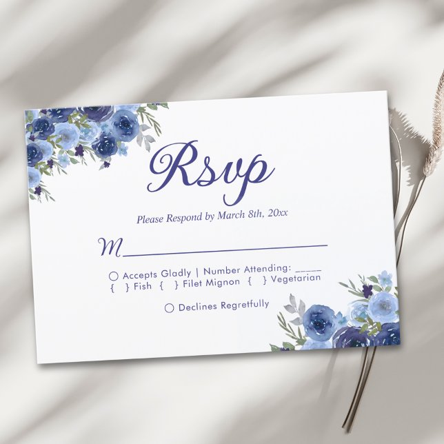 Boho-Inspired Navy Blooms – Wedding RSVP (Criador carregado)