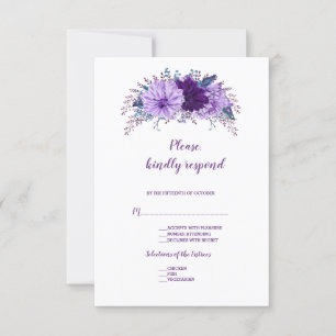 Boho Lavanda Floral Plum Purple Weding RSVP
