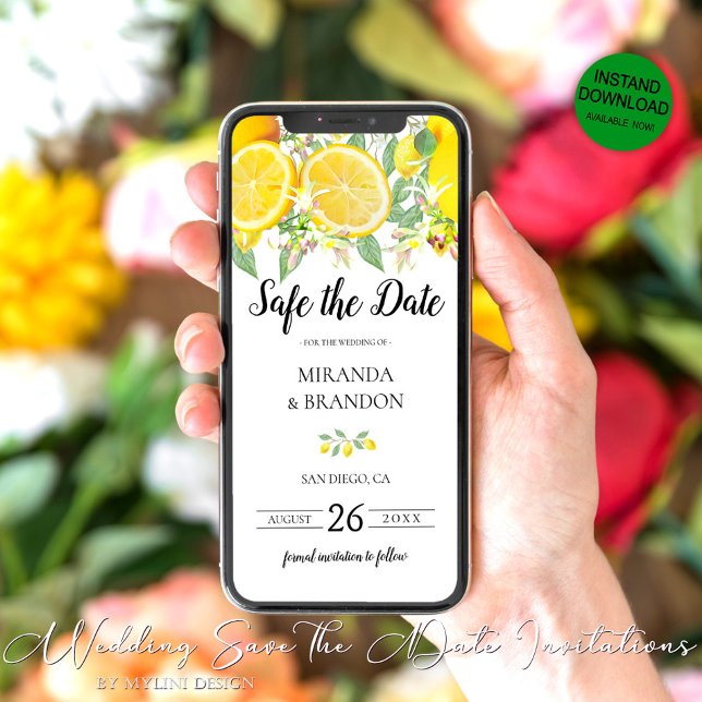 Boho Lemon Anúncio de Save the Date Evite (Criador carregado)