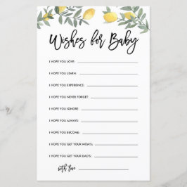 Boho Lemon Chá de fraldas Bem Deseja Cartão de Beb