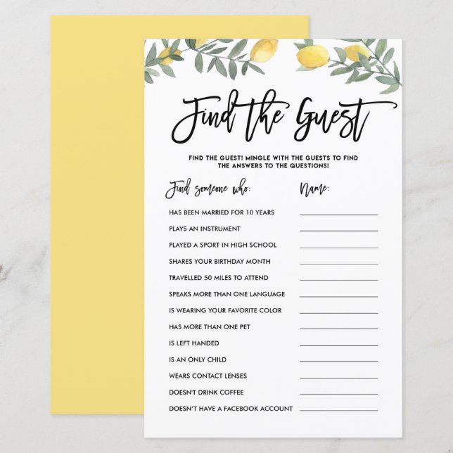 Boho Lemon Encontre o Jogo do Chá do Quebra-Gelo c (Frente/Verso)