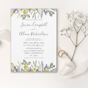 Boho Lemon & Lavanda Foliage Convite para Casament