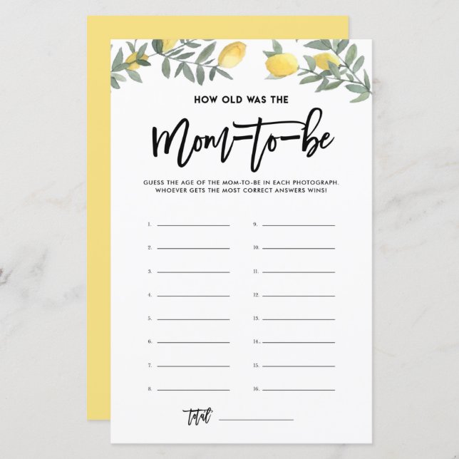 Boho Lemon Quantos Anos Teve O Jogo De Chá de fral (Frente/Verso)