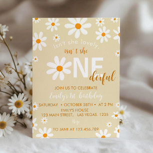 Boho Light Daisy First Convite de aniversário
