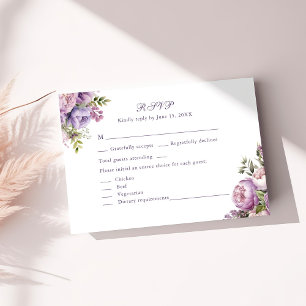 Boho Lilac Peonies & Wildflower Cartão RSVP de Cas