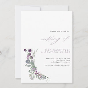 Boho Lilac Wild Flowers Convite Para Casamento