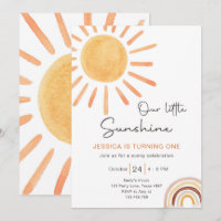 Boho Little Sunshine primeiro aniversario Convite