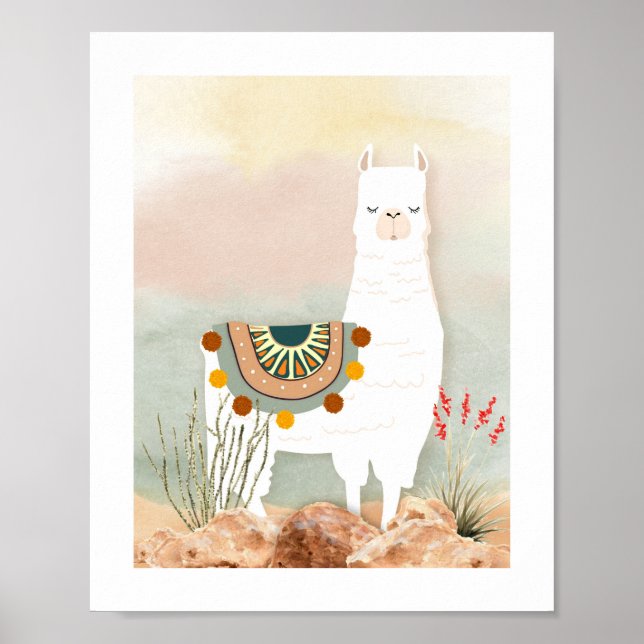 Boho Llama Nursery Poster (Frente)