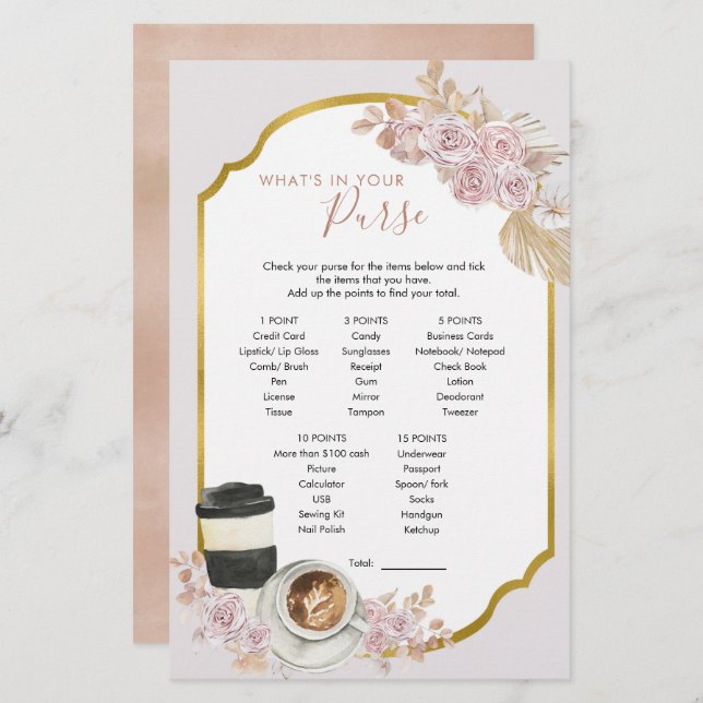 Boho Love está fervendo Jogos O que há na sua Bols (Frente/Verso)