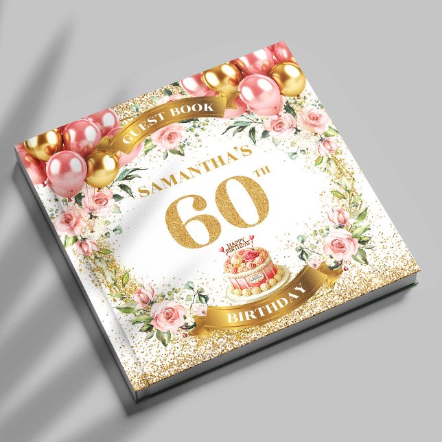 Boho Luxe 60º Aniversário Livro Floral Elegância (Boho Luxe 60th Birthday Guest Book Floral Elegance)