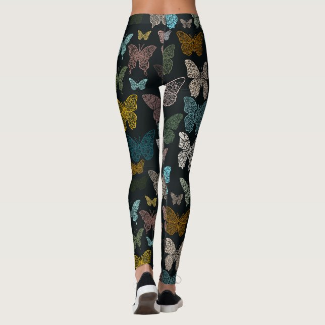 Boho Mandala Borboletas Leggings (Verso)