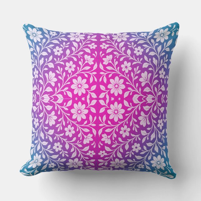 Boho Mandala Rosa e Roxo Almofada de lançamento (Frente)