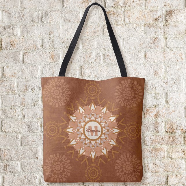 Boho Mandalas - Tote Bag dos Terrenos (Boho Mandalas - Earthtones Tote Bag by Leapfroglisics Shop)