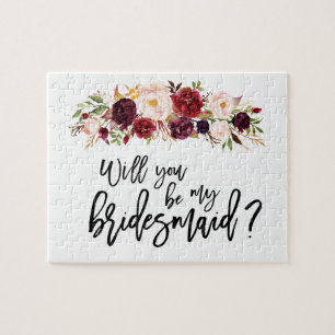 Boho Marsala Floral Quebra-cabeça de Proposta de