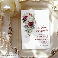 Boho marsala white gold floral, exceto cartão de d