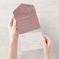 Boho Mauve Minimalist Foliage Wedding
