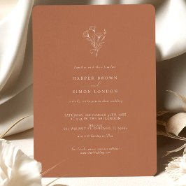 Boho Minimalista Terracotta Convite De Casamento