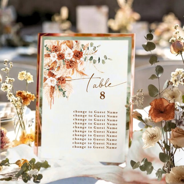 Boho Modern Terracotta Floral Table 8 Seating   (Criador carregado)