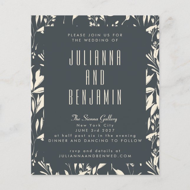 Boho Moderno da Mão Negra Desenhada Casamento Flor (Frente)