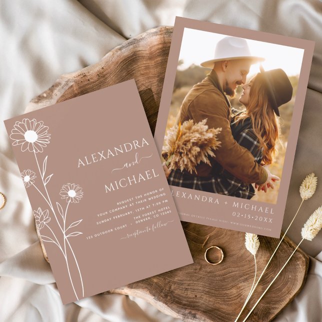 Boho Moderno de Boho Convites Florais para Casamen (Criador carregado)