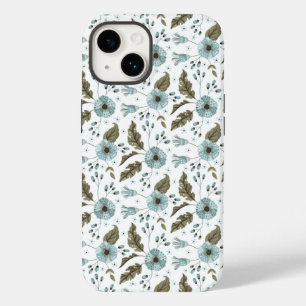 Boho Moderno Floral Azul Verde