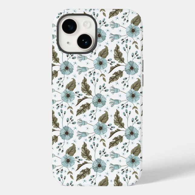 Boho Moderno Floral Azul Verde (Verso)