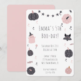 Boho Moderno Pink Halloween Convite De Aniversário