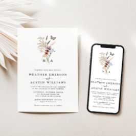 Boho Monogrammed Convite Para Casamento