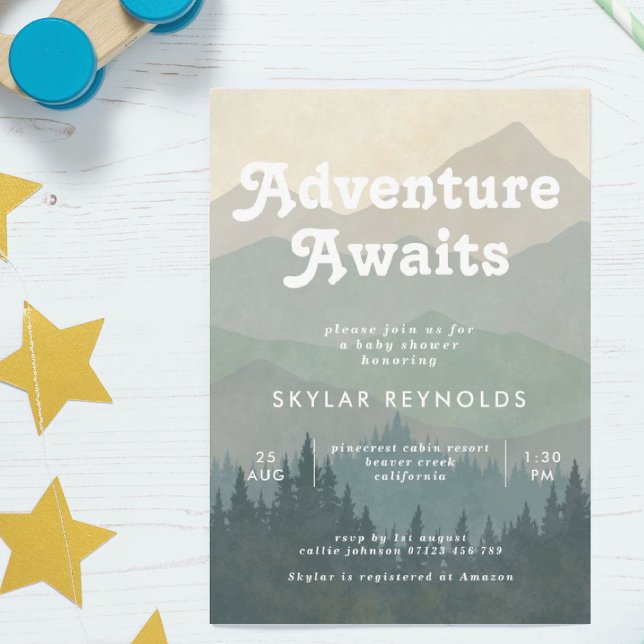 Boho Montes Retro Chá de fraldas Convite (Criador carregado)