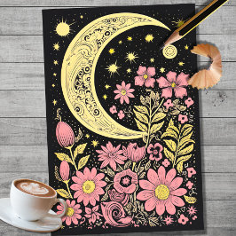 Boho Moon e Flores 10 Papel Decoupage