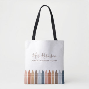 Boho Mundialmente Maior Professora Crayon Tote Bag