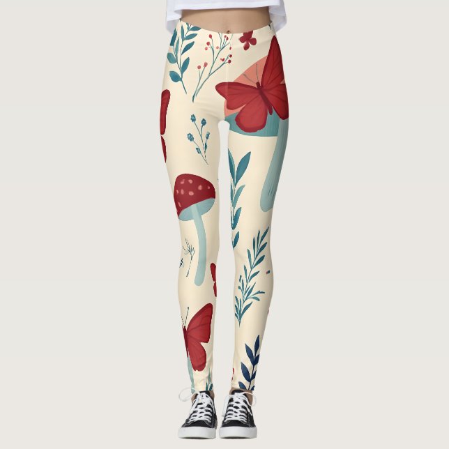 Boho Mushrooms & Butterflies Leggings (Frente)