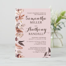 Boho Muted Watercolor Flowers Convite De Casamento