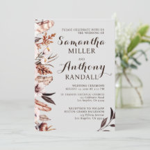 Boho Muted Watercolor Flowers Convite De Casamento